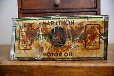 Vintage Marathon Motor Oil 1 Quart Can Metal sign Advertising old running man picture