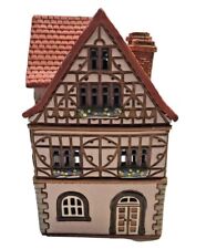 Vintage Handmade Ceramic European House Tealight Candle Holder Double Chimney picture
