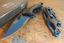 MTech Ballistic BLUE TITANIUM Spring Assisted Bottle Opener Folding Pocket Knife picture