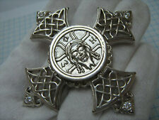 SOLID 925 Sterling Silver Huge Heavy Statement Cross Pendant God Head Face picture