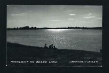 Hampton Iowa IA 1940s RPPC Moonlight Over the Lake at Beeds Lake State Park picture