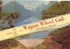 Wagon Wheel Café Aerial View Hungry Horse Dam West Glacier MT Vtg Postcard CP323 picture