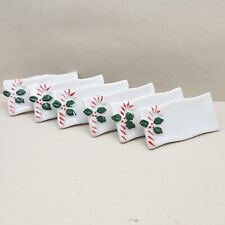 Vtg Lillian Vernon Candy Cane Placecards Set of 6 Ceramic Christmas READ (Set 2) picture