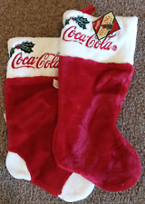 New Coca Cola Christmas Stockings Set of 2 Red White Collectible Coke picture