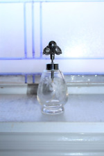 Vintage Cut Crystal Perfume Bottle with Rhinestone Flower Pump Lid picture