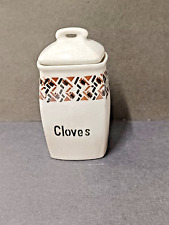 Germany White With Multi-Color Band Ceramic Cloves Spice Jar Vintage Antique picture