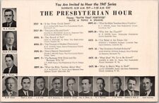 1947 Religious Radio Program Advertising Postcard THE PRESBYTERIAN HOUR Schedule picture