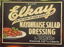 Antique Vintage Elkay Mayonnaise Salad Dressing Embossed Label 1920s picture