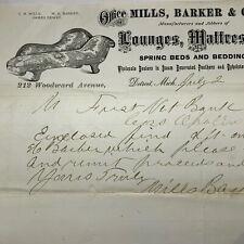 Detroit Michigan Letterhead Mills & Barker Furniture Manufacturer 1873 picture