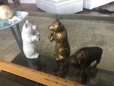 Antique Vintage Cast 2 Iron Bear and Buffalo Bison Coin Bank picture