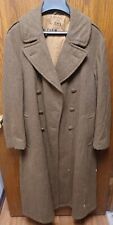 VTG 1940s WWII USA Army Full Length Army Green SZ Unk Reg Wool Trench Coat Lined picture
