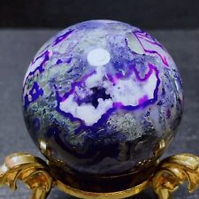 Rare 196G Beautiful Colorful Purple Agate Crystal Quartz Ball Healing L1421 picture