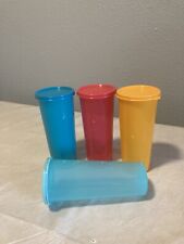 Brand New Tupperware Tumblers Straight Sided Cups 16 oz.Set of 4 Multi Color picture