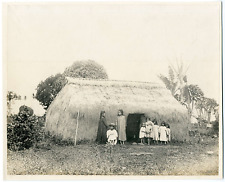 Hawaii, USA, Hawaiian Children Standing in Front of a Grass Hut, Vintage Albums picture