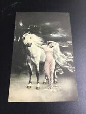 Beautiful Woman and White Horse Postcard 915 picture