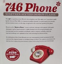 British 1960s Retro Design #746 Phone Corded Push Button Telephone Phone Box Red picture