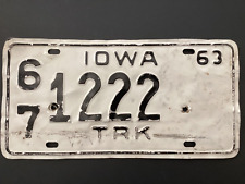 Vintage Iowa 1963 License Plate Teuck Plate 67 1222 IA 67 TRK Rustic Man Cave picture
