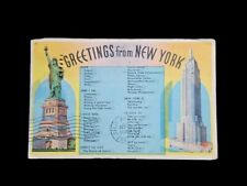 1940 Manhattan Postcard Co Greetings from New York Excellent W 1 CENT WASHINGTON picture