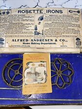 VINTAGE SET ROSETTE WAFFLE IRON MOLDS BY ALFRED ANDERSON & CO. IN ORIGINAL BOX picture