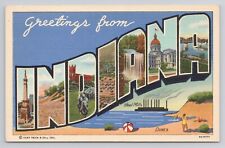 Postcard Greetings from Indiana Dunes Multi View Large Letter c1940 picture