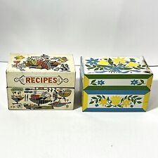 Vintage Metal Recipe Box Kitchen Tin Lot Of 2 Mid Century picture