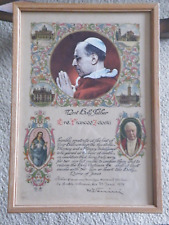 Framed Pope Pius XII Prayer 1958 Official stamp - 13-3/4