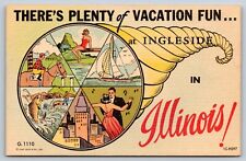 Theres Plenty Of Vacation Fun At Ingleside In Illinois Postcard Linen Multi View picture
