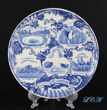 Antique YELLOWSTONE PARK plate BLUE WILLOW type pattern MONTANA & WYOMING picture