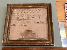 c.1820 AAFA primitive Sampler with house trees Mary A picture