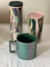 Set Of 3 STARBUCKS 2024 Tumblers Mermaid Cups Ceramic Stainless picture