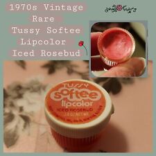 Rare 1970s TUSSY Softee Lipcolor LIP GLOSS Lip Pot ICED ROSEBUD Mostly Full HTF picture