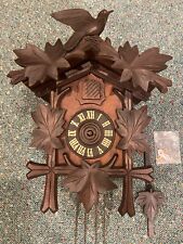 Vintage Authentic German  Cuckoo Clock w  Maple Leaf / Bird Topper for Repair picture