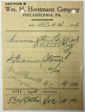 Billhead Philadelphia PA Pennsylvania 1909 Wm H Horstmann Company Section B picture
