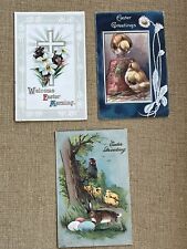 Lot 3 Antique Embossed Easter Postcards 1907 1911 1914 picture