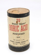 Vintage 20 Mule Team Boric Acid Powdered 2 oz Cardboard Container picture