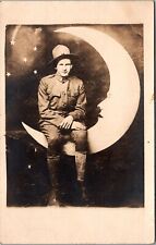 RPPC Postcard Paper Moon Handsome WWI Era Soldier Uniform 1904-1918 JC11 picture