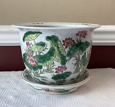 VTG Chinese Kewdos Porcelain Planter, Flower & Butterfly Design, 9 1/8” W picture