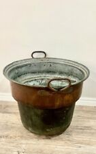 LARGE ANTIQUE 1800's COPPER VESSEL with 2 Iron HANDLES 19TH Century picture