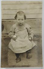 RPPC Darling Lucille in her Homespun Calico Dress Sitting on Crate Postcard N10 picture