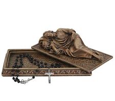 BC Catholic Sleeping St Joseph Statue with Case Base, Holder for Rosary, Reli... picture