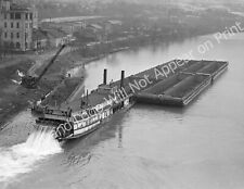 1940 Coal Barges, Ohio River, Rochester, PA Vintage Old Photo 8.5