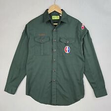 Vintage BSA Boy Scout Explorer Long Sleeve Shirt Sz M Scoutmaster Patches KCMO76 picture