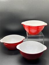 Emile Henry Red/White Lug Tab Handle Stoneware Dish Bowl (3) 21.00 France 5.5” picture
