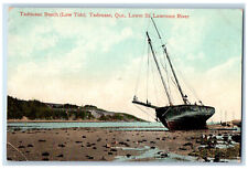 c1910 Schooner at Tadousac Beach (Low Tide) Tadousac Quebec Canada Postcard picture
