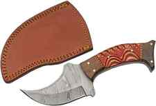 CUSTOM HANDMADE FORGED DAMASCUS STEEL SKINNING HUNTING CAMPING KNIFE W/ SHEATH picture