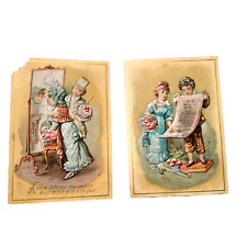 Lot 2 Vintage Antique CHRISTMAS Cards 1880s 1890s Vintage picture