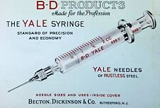 1938 Celluloid Blotter Calendar Booklet B-D Products Yale Syringe Needles picture