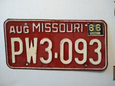 1962 Missouri License Plate PW3-093 WITH 1966 STICKER ATTACHED picture