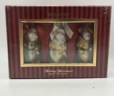 Vintage Waterford Holiday Heirlooms Glass Santa Ornaments Set of 3 Sealed 144531 picture