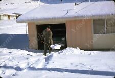 Sl57  Original Slide 1962 Preddy Ave snow day clearing Driveway Chevy Car 741a picture